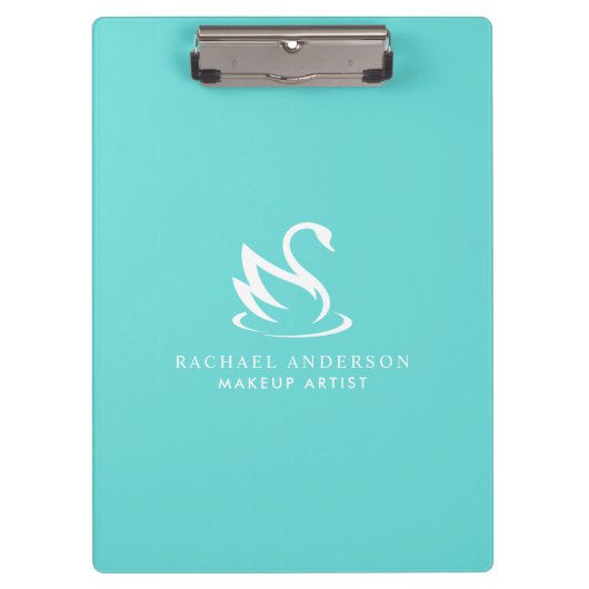 美しいスワンのミニマルなロゴと名前 クリップボード (正面)