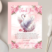 美しいスワンピンクフローラガールベビーシャワー サンキューカード