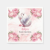 美しいスワンピンクフローラガールベビーシャワー スタンダードカクテルナプキン (正面)
