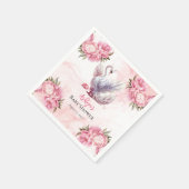 美しいスワンピンクフローラガールベビーシャワー スタンダードカクテルナプキン (角)