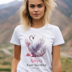 美しいスワンピンクフローラガールベビーシャワー トライブレンドＴシャツ