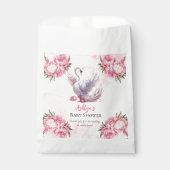 美しいスワンピンクフローラガールベビーシャワー フェイバーバッグ (正面)