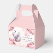 美しいスワンピンクフローラガールベビーシャワー フェイバーボックス (正面サイド)