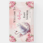 美しいスワンピンクフローラガールベビーシャワー 横断幕 (縦)