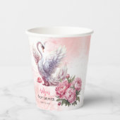 美しいスワンピンクフローラガールベビーシャワー 紙コップ (正面)