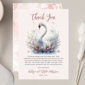 美しいスワンピンクフローラダマスクガールベビーシャワー サンキューカード