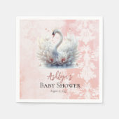 美しいスワンピンクフローラダマスクガールベビーシャワー スタンダードカクテルナプキン (正面)
