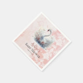 美しいスワンピンクフローラダマスクガールベビーシャワー スタンダードカクテルナプキン (角)