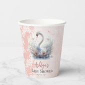美しいスワンピンクフローラダマスクガールベビーシャワー 紙コップ (正面)