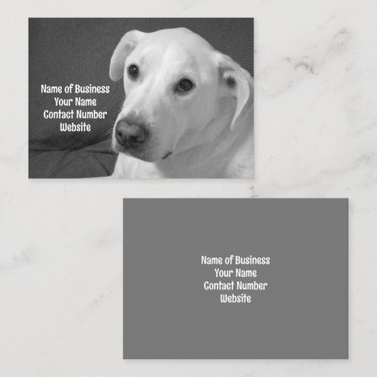 美しいスープに浸かる犬の白黒写真|過去記事 名刺 (正面/裏面)