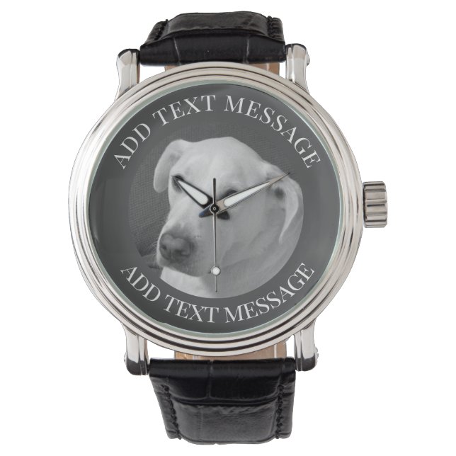 美しいスープに浸かる犬の白黒写真|過去記事 腕時計 (正面)