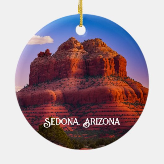 美しいセドナアリゾナ赤い岩の風景アート セラミックオーナメント (裏面)