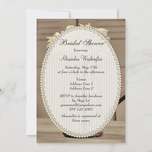 美しいセピア色のメーソンジャー及びデイジーのブライダルシャワー 招待状 (裏面)