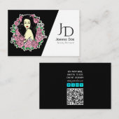 美しいセラピストエレガント女性と花 名刺 (正面/裏面)
