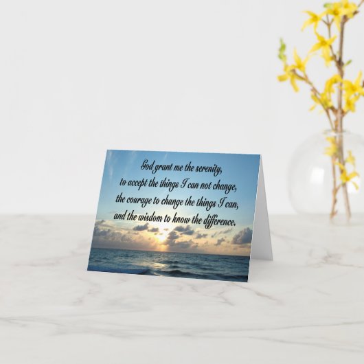 美しいセレニティ祈りの言葉海写真 カード (黄色い花)