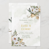 美しいセージとホワイトピーオニーのエンゲージパーティー 招待状 (正面/裏面)