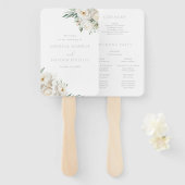 美しいセージの葉とホワイトフラワー結婚式 プログラム ハンドファン (正面&裏面)