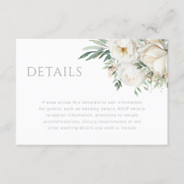 美しいセージの葉と白結婚花の詳細 エンクロージャーカード