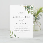 美しいセージ葉グリーモダンン結婚ズ 招待状 (スタンド正面)