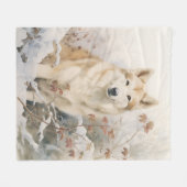 美しいセーブルハスキー フリースブランケット (正面(横))