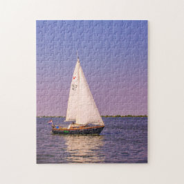 美しいセーリングボートの日没、オランダ ジグソーパズル