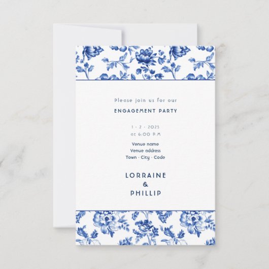 美しいソフトウェアフローラ婚約パーティ 招待状 (正面)