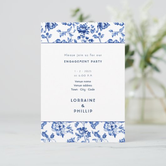 美しいソフトウェアフローラ婚約パーティ 招待状 (スタンド正面)