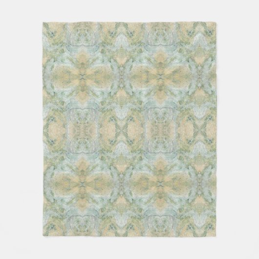 美しいソフトグリーンと黄パターン（の模様が）ある色 フリースブランケット (正面)