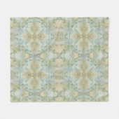 美しいソフトグリーンと黄パターン(の模様が)ある色 フリースブランケット (正面(横))