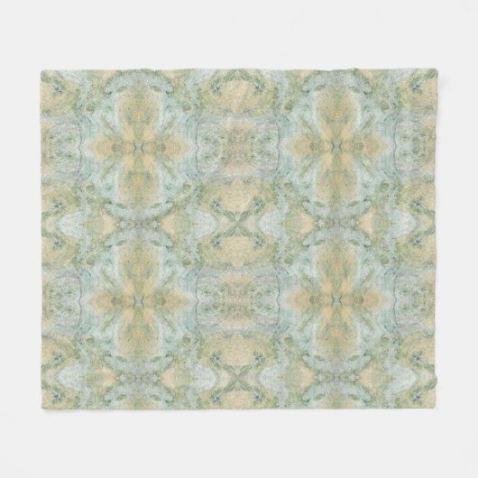 美しいソフトグリーンと黄パターン（の模様が）ある色 フリースブランケット (正面(横))
