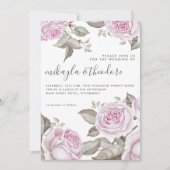 美しいソフトパープルの水色のバラ結婚ズ 招待状 (正面)