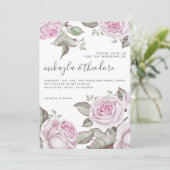 美しいソフトパープルウォーターカラーローズ 招待状 (スタンド正面)