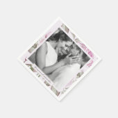 美しいソフトパープルバラと写真結婚の スタンダードカクテルナプキン (角)