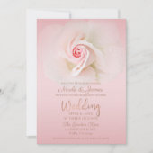 美しいソフトピンクウェットバラエレガントな結婚式 招待状 (正面)
