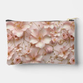 美しいソフトピンクパステルフローラプリント アクセサリーポーチ (裏面)