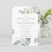 美しいソフトブルーフラワーベビーシャワー招待状 招待状 (スタンド正面)