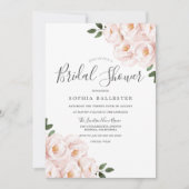 美しいソフト赤面ピンクの花ブライダルシャワー 招待状 (正面)