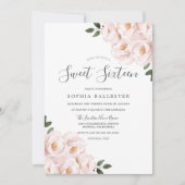 美しいソフト赤面ピンクの花甘い16 招待状 (正面)