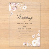 美しいソフト赤面結婚フローラ アクリル招待状 (正面)
