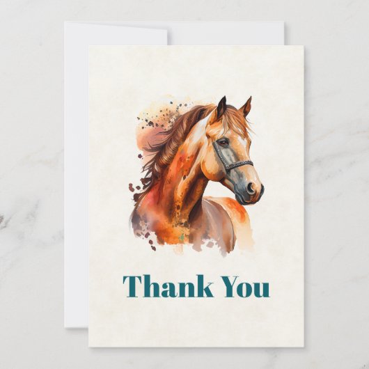 美しいソレルホースポートレートサンキューユー サンキューカード (正面)