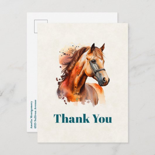 美しいソレルホースポートレートサンキューユー ポストカード (正面/裏面)