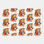 美しいソレルホースポートレートパターン ラッピングペーパーシート (正面3)