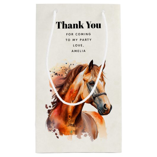 美しいソレルホースポートレート誕生日サンキューユー スモールペーパーバッグ (裏面)
