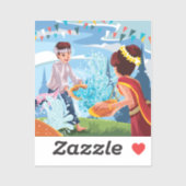 美しいソンクランフェスティバル投げ水 シール (シート)