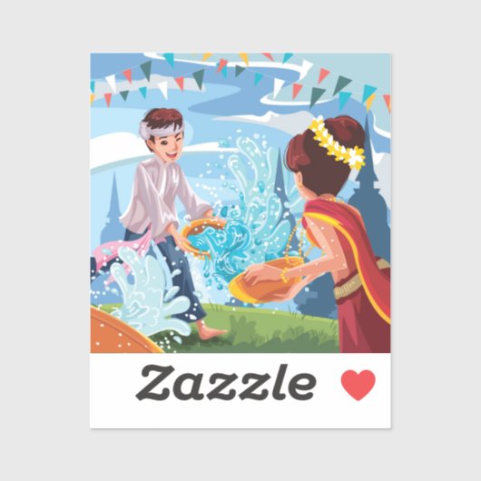 美しいソンクランフェスティバル投げ水 シール (シート)