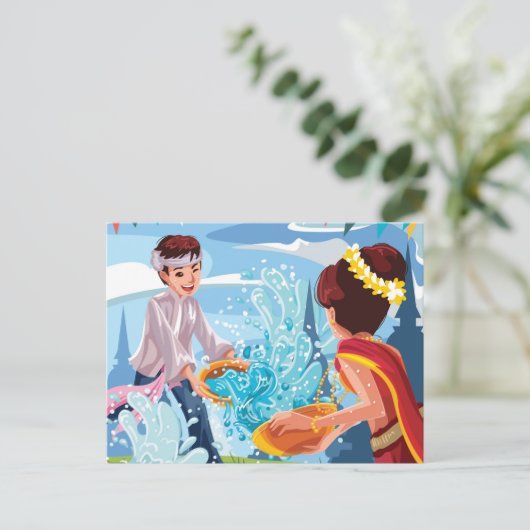 美しいソンクランフェスティバル投水ポストカー ポストカード (スタンド正面)