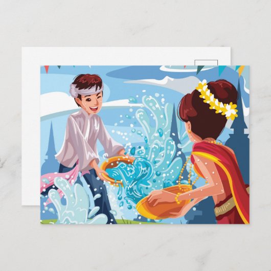 美しいソンクランフェスティバル投水ポストカー ポストカード (正面/裏面)