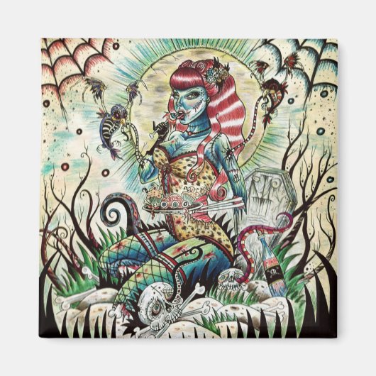 美しいゾンビは女の子のマグネットをピン留め。 マグネット (正面)