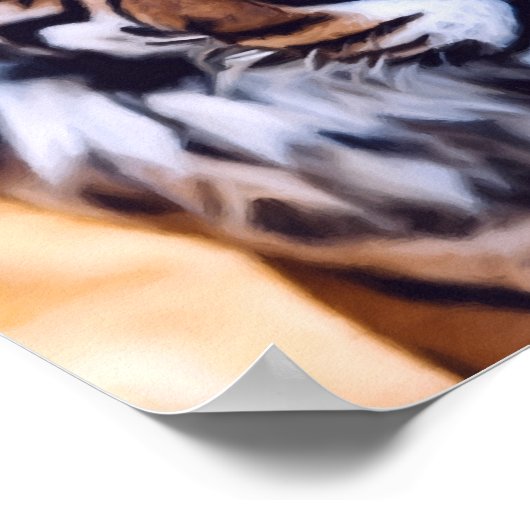 美しいタイガーキャット顔絵を描野生動物 ポスター (角)