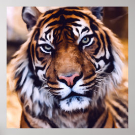 美しいタイガーキャット顔絵を描野生動物 ポスター